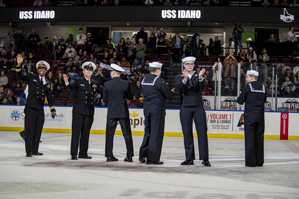 U.S. Navy Sailors assigned to the USS IDAHO submarine visit Idaho